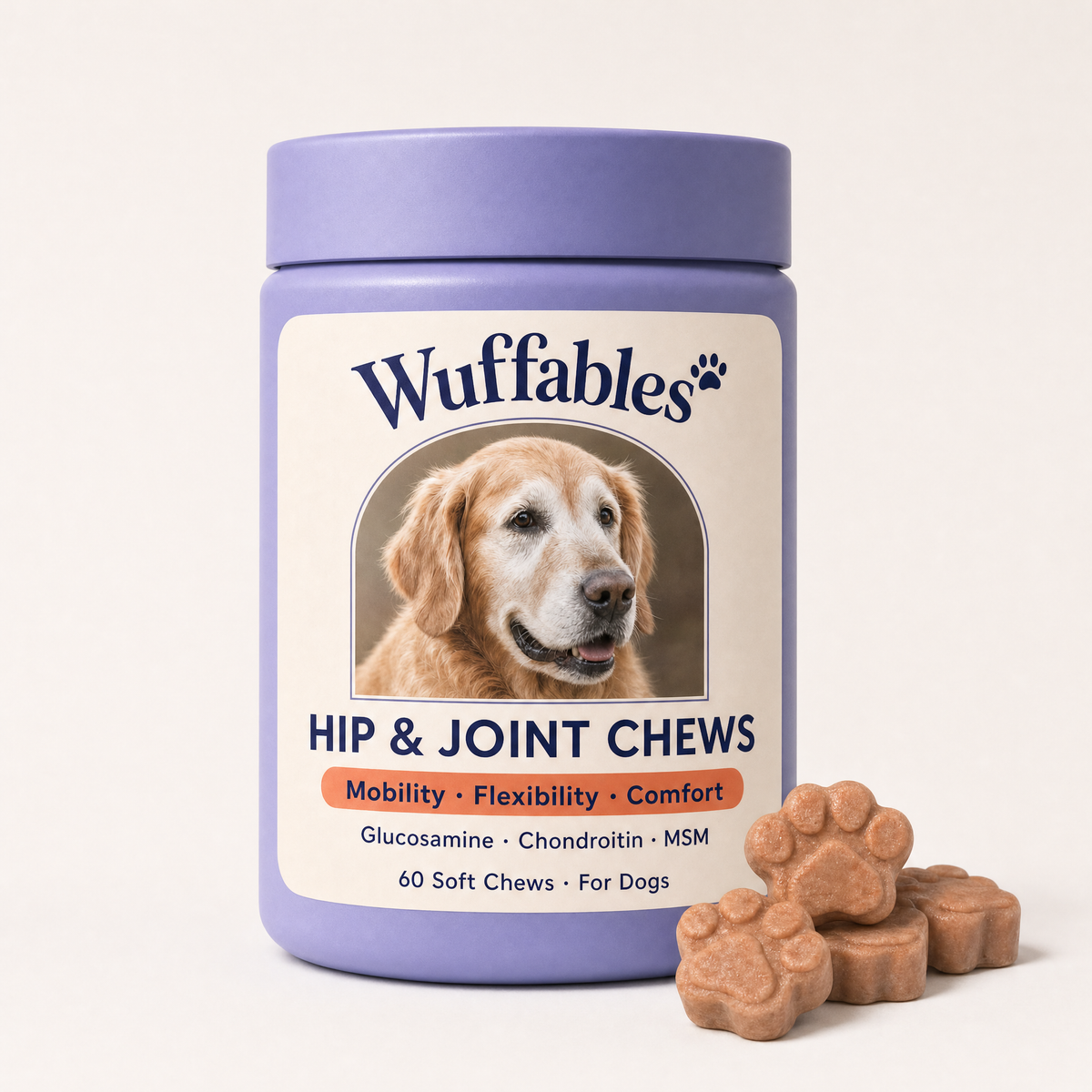 Wuffables Hip & Joint Chews jar